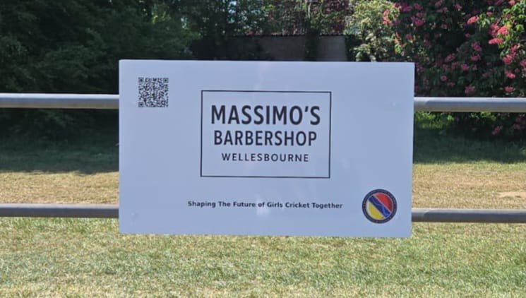 Massimo’s sponsorship board at the cricket ground
